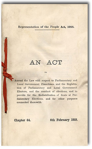 Representation of the People Act, 1918 - opens new window